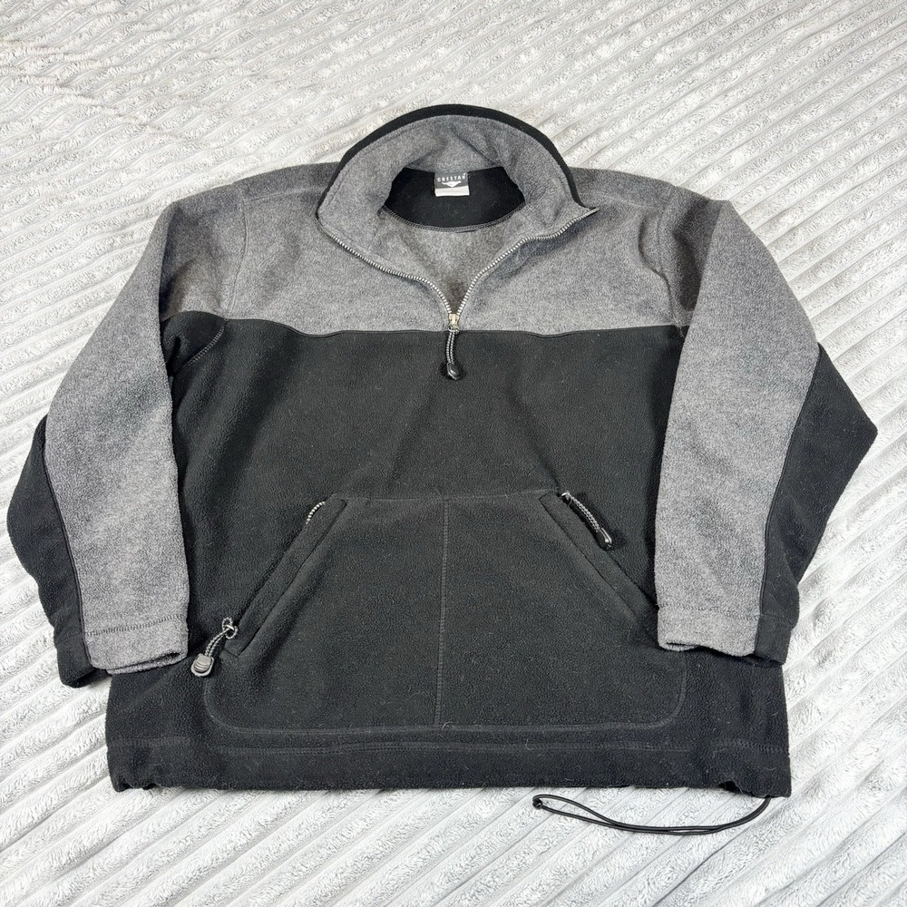 Cheetah Men's Sz Large fleece quarter-zip pullover in grey and black color-block